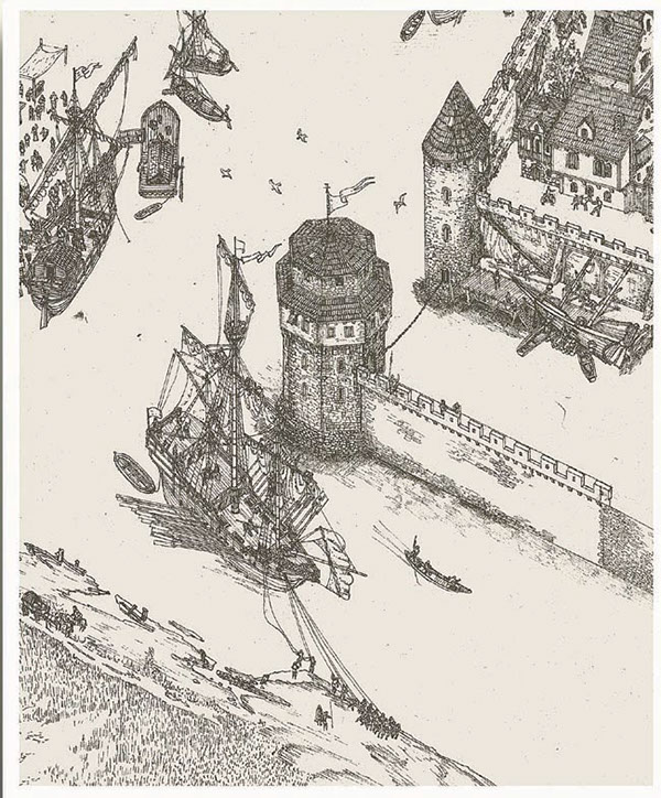 1404-1521, Kula Nebojsa, arsenal i ulaz u trgovačku luku, izvlacenje broda do reke, nezavrseno...jpg
