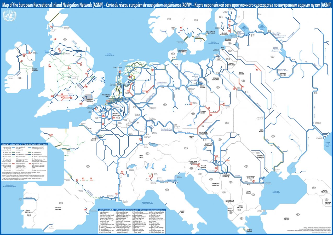 Mapa plovnih puteva Evrope plovila za rekreaciju AGNP_map_2018_.jpg