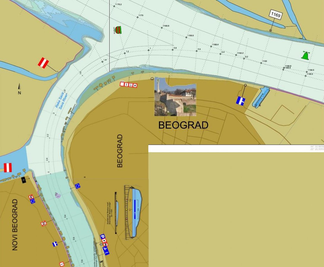 Plovidbena karta Dunav i Sava, Plovput 2021. Samo oko starog dela Beograda.jpg