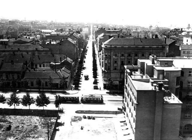 Resavska ulica sa Crkve svetog Marka tokom izgradnje.1935.jpg