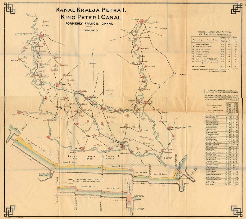 Sectioned map of the Backa canals, with distances expressed in kilometers, and vessels dimensi...jpg